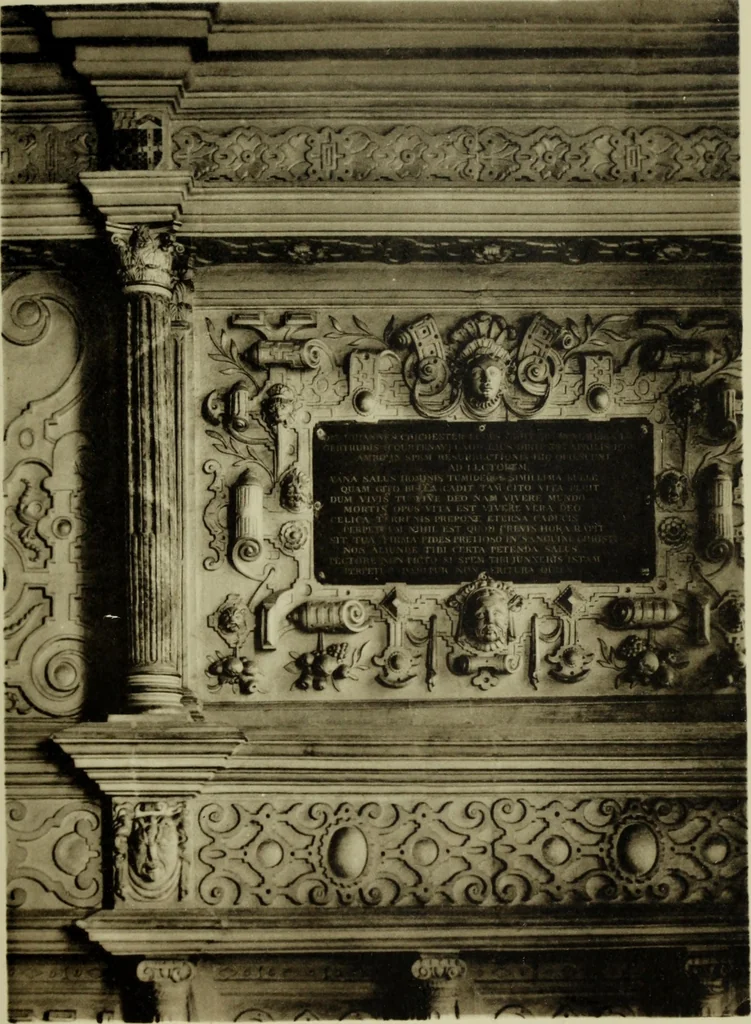 An illustration from Early renaissance architecture in England; a historical & descriptive account of the Tudor, Elizabethan & Jacobean periods, 1500-1625, for the use of students and others, 1901, leaf 409