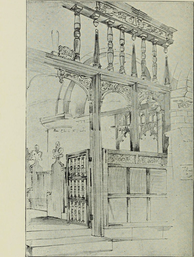 An illustration from Early renaissance architecture in England; a historical & descriptive account of the Tudor, Elizabethan & Jacobean periods, 1500-1625, for the use of students and others, 1901, leaf 412