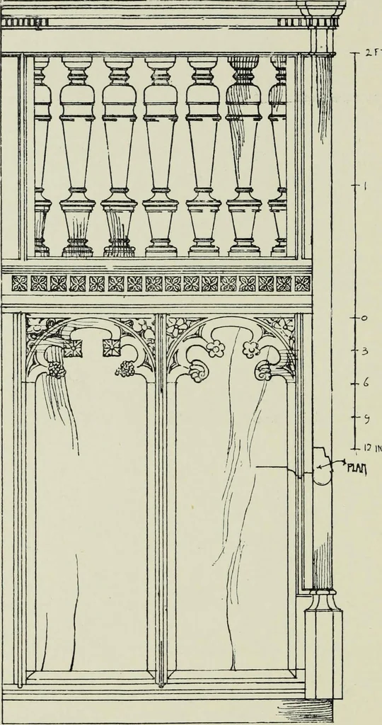 An illustration from Early renaissance architecture in England; a historical & descriptive account of the Tudor, Elizabethan & Jacobean periods, 1500-1625, for the use of students and others, 1901, leaf 420