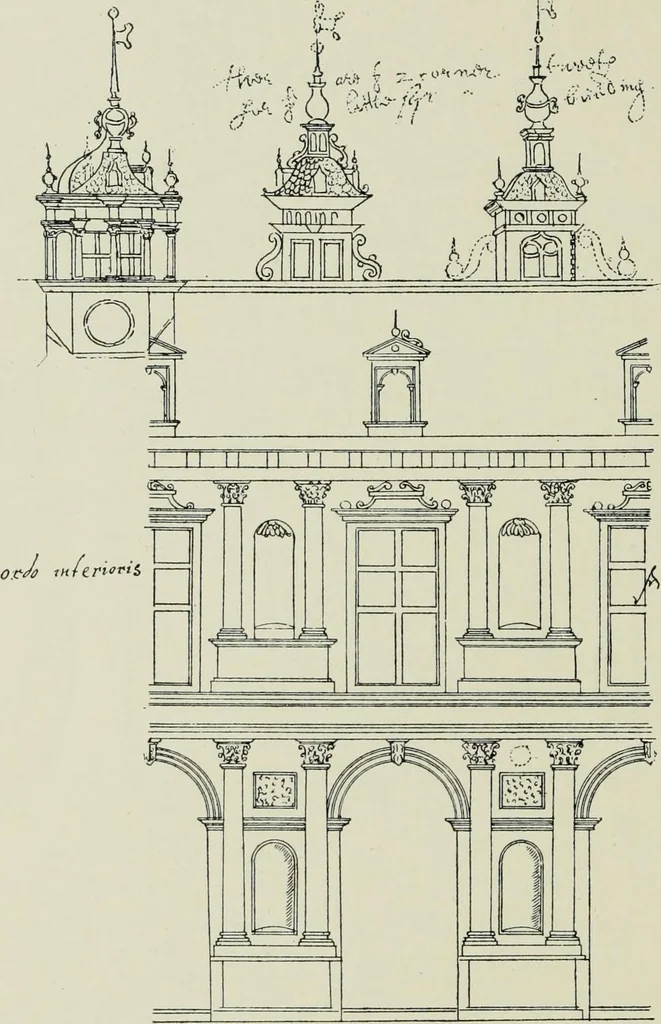 An illustration from Early renaissance architecture in England; a historical & descriptive account of the Tudor, Elizabethan & Jacobean periods, 1500-1625, for the use of students and others, 1901, leaf 424