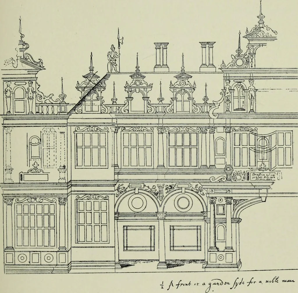 An illustration from Early renaissance architecture in England; a historical & descriptive account of the Tudor, Elizabethan & Jacobean periods, 1500-1625, for the use of students and others, 1901, leaf 425