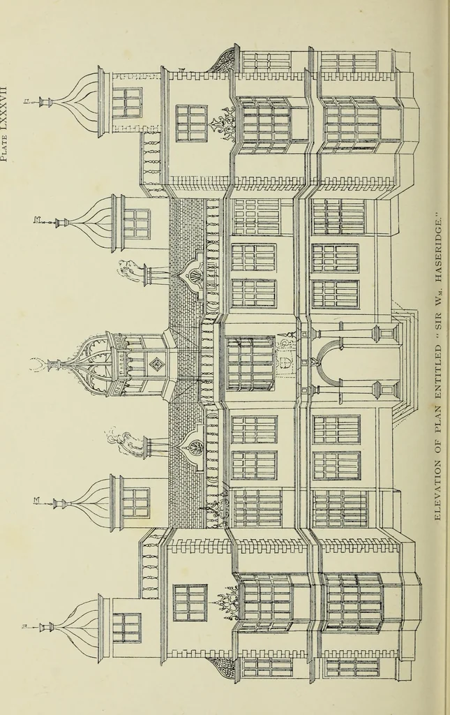 An illustration from Early renaissance architecture in England; a historical & descriptive account of the Tudor, Elizabethan & Jacobean periods, 1500-1625, for the use of students and others, 1901, leaf 438