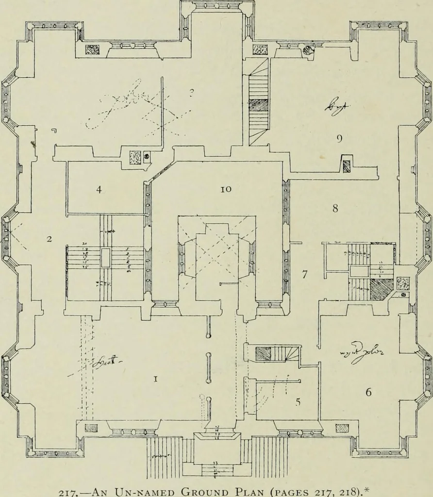 An illustration from Early renaissance architecture in England; a historical & descriptive account of the Tudor, Elizabethan & Jacobean periods, 1500-1625, for the use of students and others, 1901, leaf 440