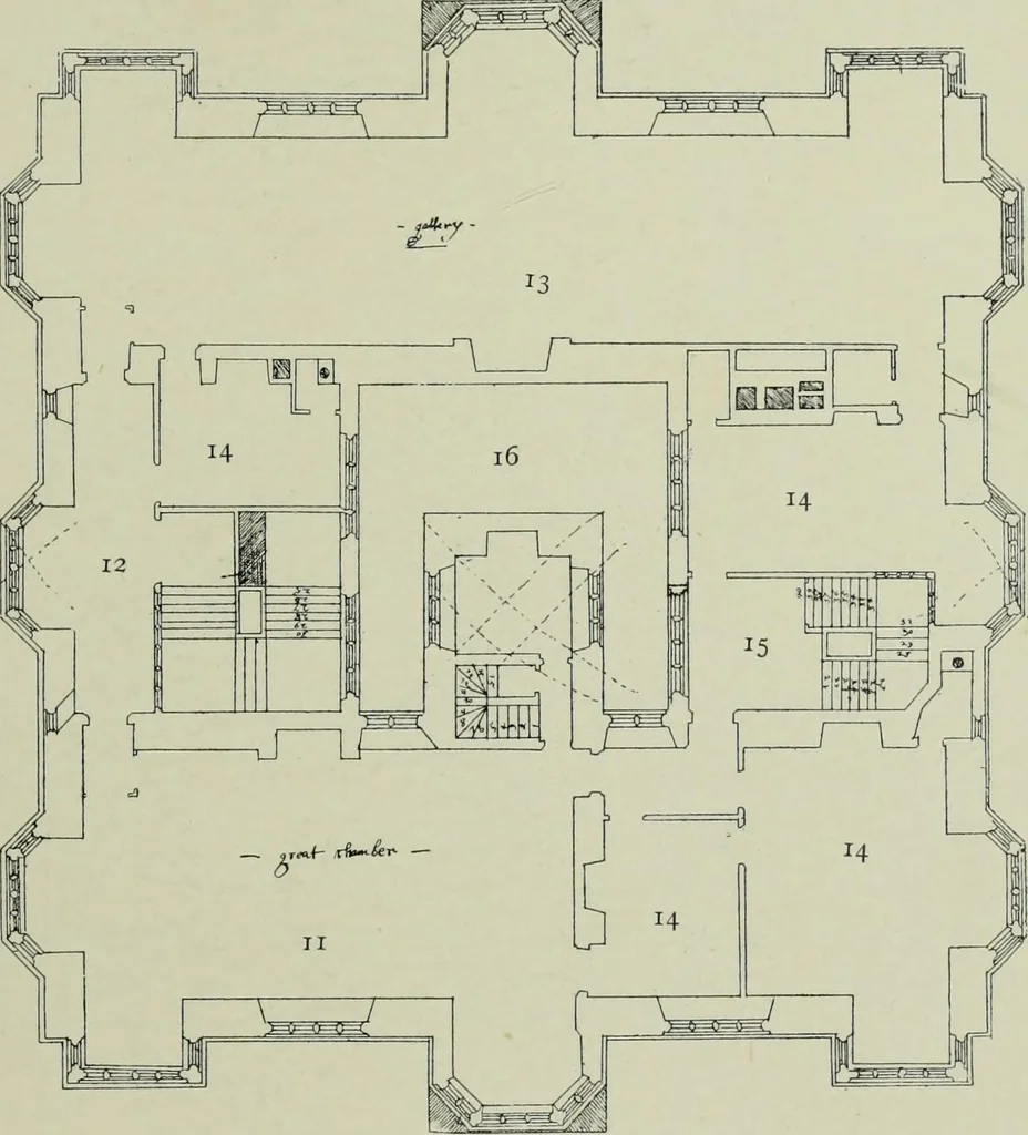 An illustration from Early renaissance architecture in England; a historical & descriptive account of the Tudor, Elizabethan & Jacobean periods, 1500-1625, for the use of students and others, 1901, leaf 441