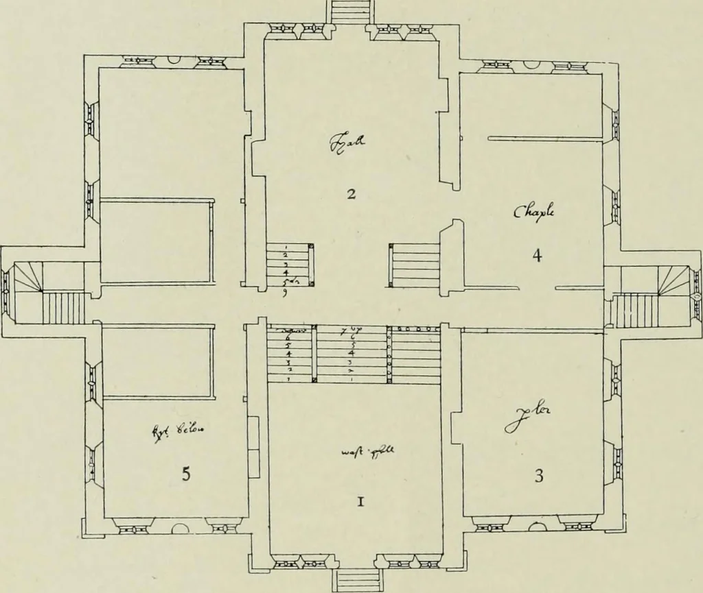 An illustration from Early renaissance architecture in England; a historical & descriptive account of the Tudor, Elizabethan & Jacobean periods, 1500-1625, for the use of students and others, 1901, leaf 450