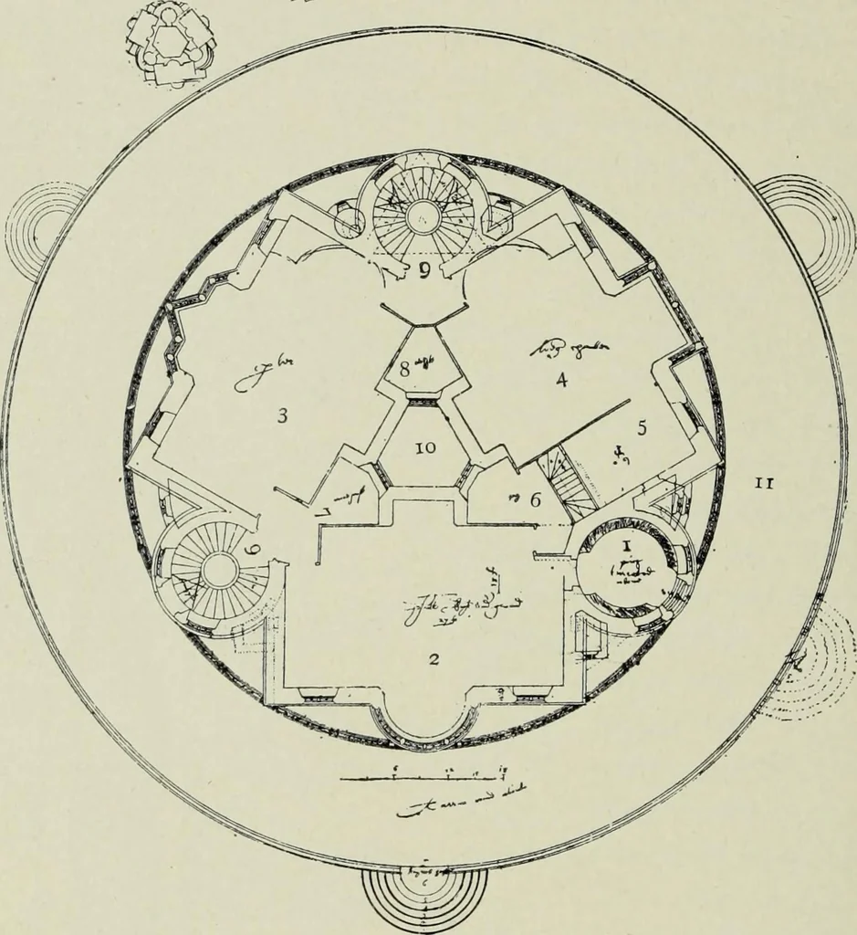 An illustration from Early renaissance architecture in England; a historical & descriptive account of the Tudor, Elizabethan & Jacobean periods, 1500-1625, for the use of students and others, 1901, leaf 454