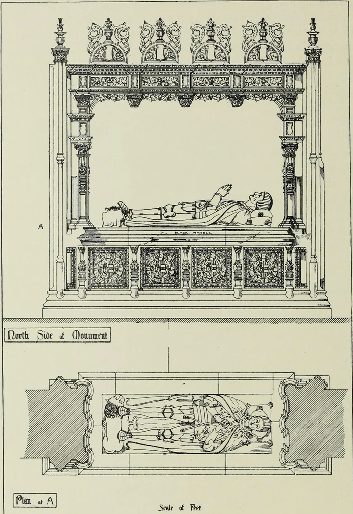 An illustration from Early renaissance architecture in England; a historical & descriptive account of the Tudor, Elizabethan & Jacobean periods, 1500-1625, for the use of students and others, 1901, leaf 48