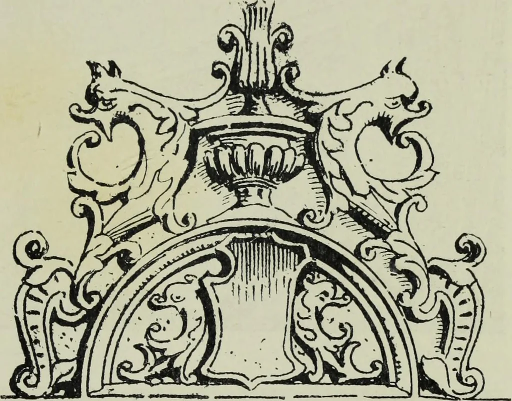An illustration from Early renaissance architecture in England; a historical & descriptive account of the Tudor, Elizabethan & Jacobean periods, 1500-1625, for the use of students and others, 1901, leaf 53