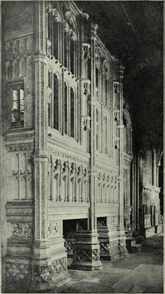 An illustration from Early renaissance architecture in England; a historical & descriptive account of the Tudor, Elizabethan & Jacobean periods, 1500-1625, for the use of students and others, 1901, leaf 54