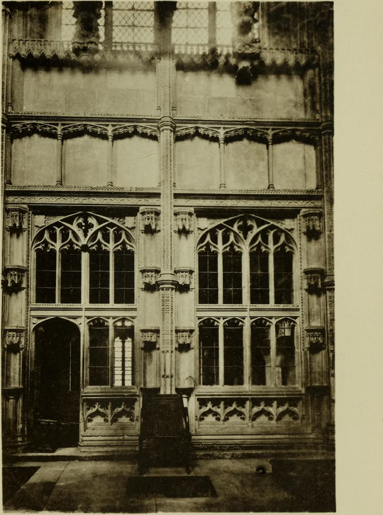 An illustration from Early renaissance architecture in England; a historical & descriptive account of the Tudor, Elizabethan & Jacobean periods, 1500-1625, for the use of students and others, 1901, leaf 55