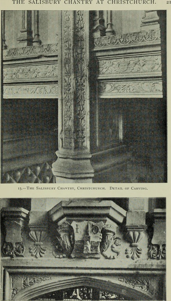 An illustration from Early renaissance architecture in England; a historical & descriptive account of the Tudor, Elizabethan & Jacobean periods, 1500-1625, for the use of students and others, 1901, leaf 57