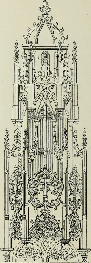 An illustration from Early renaissance architecture in England; a historical & descriptive account of the Tudor, Elizabethan & Jacobean periods, 1500-1625, for the use of students and others, 1901, leaf 64