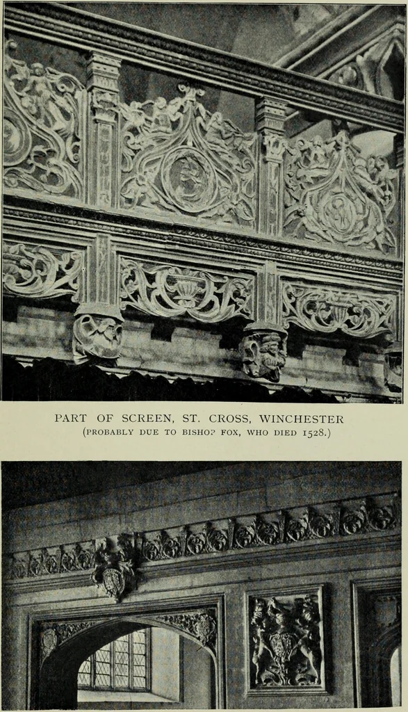 An illustration from Early renaissance architecture in England; a historical & descriptive account of the Tudor, Elizabethan & Jacobean periods, 1500-1625, for the use of students and others, 1901, leaf 65