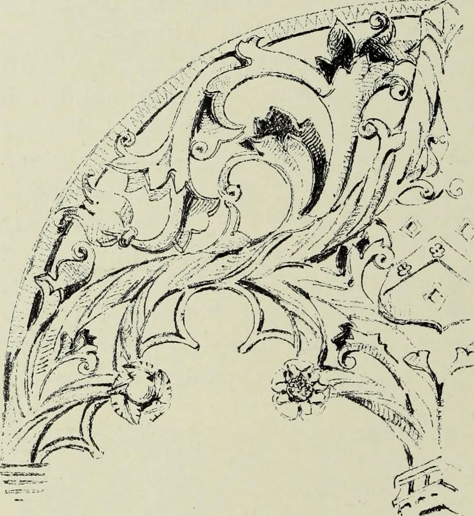 An illustration from Early renaissance architecture in England; a historical & descriptive account of the Tudor, Elizabethan & Jacobean periods, 1500-1625, for the use of students and others, 1901, leaf 68