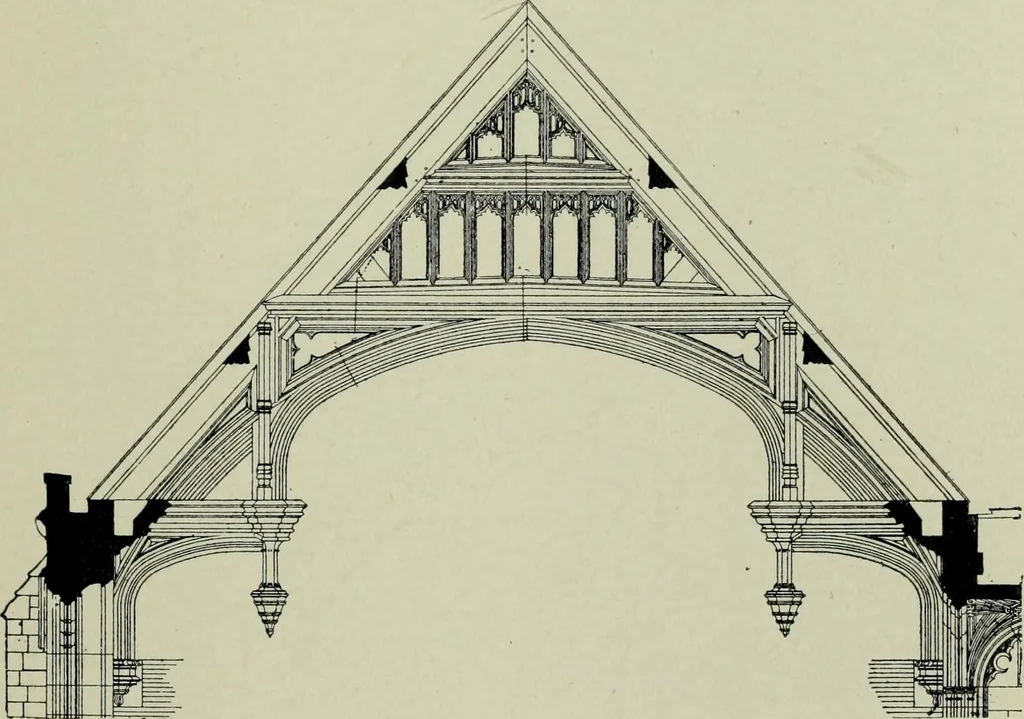 An illustration from Early renaissance architecture in England; a historical & descriptive account of the Tudor, Elizabethan & Jacobean periods, 1500-1625, for the use of students and others, 1901, leaf 71