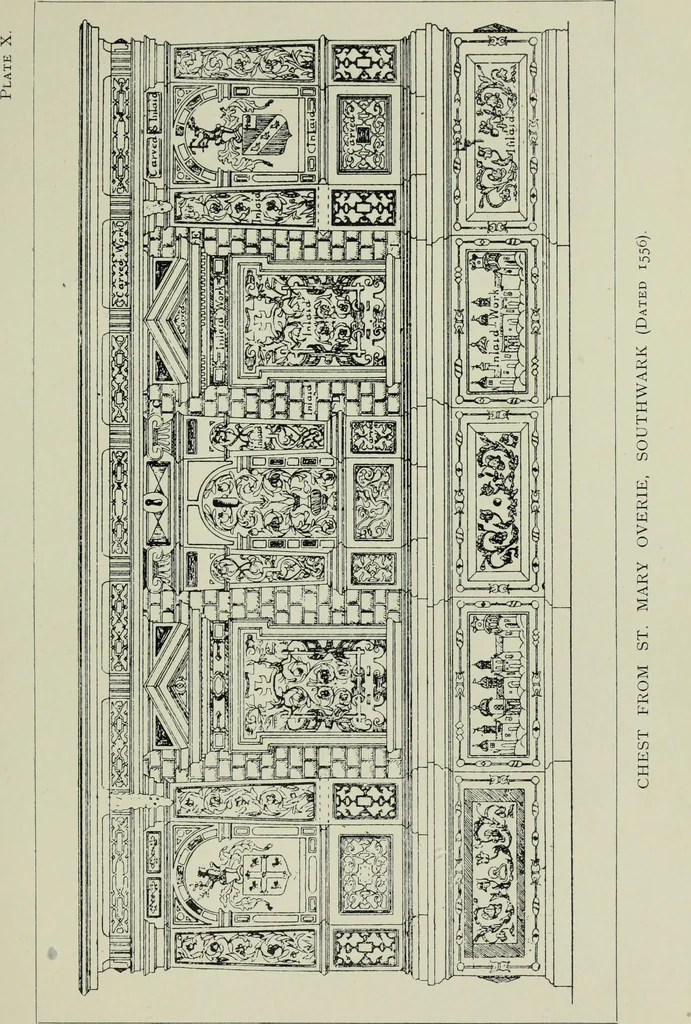 An illustration from Early renaissance architecture in England; a historical & descriptive account of the Tudor, Elizabethan & Jacobean periods, 1500-1625, for the use of students and others, 1901, leaf 85
