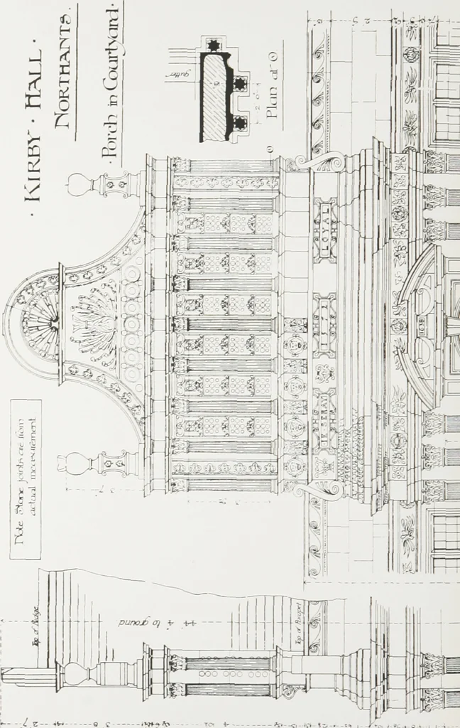 An illustration from Early renaissance architecture in England : a historical and descriptive account of the Tudor, Elizabethan, and Jacobean periods, 1500-1625 : for the use of students and others, 1914, leaf 101