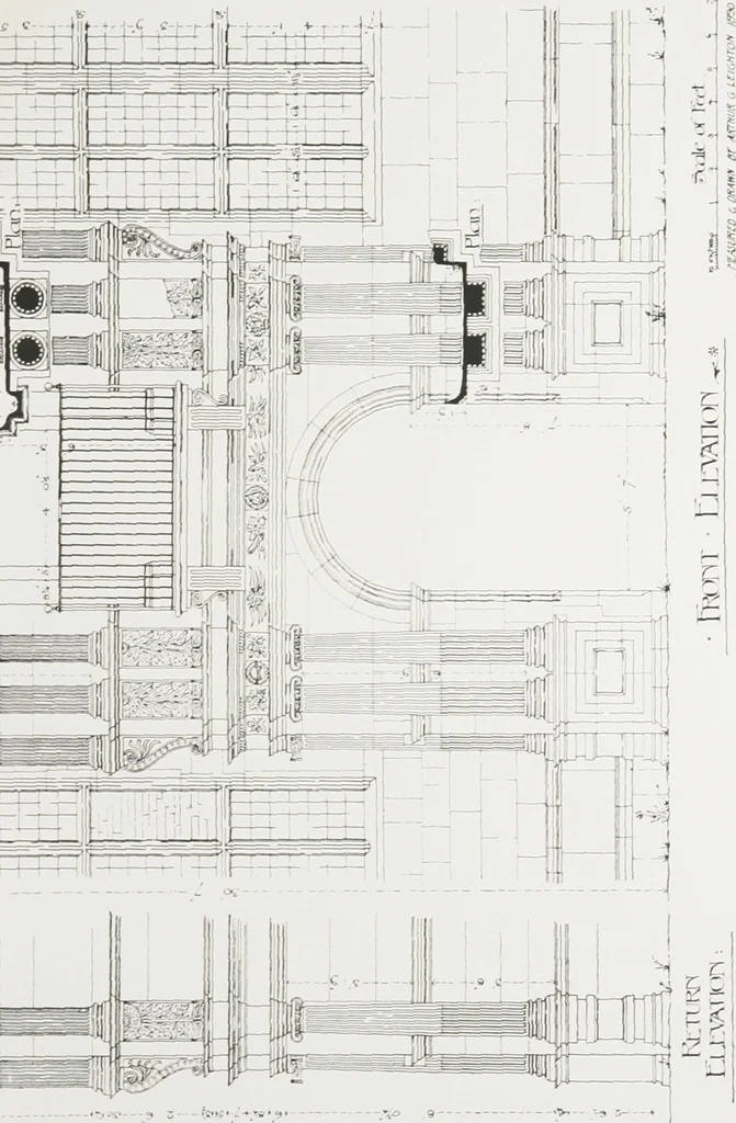 An illustration from Early renaissance architecture in England : a historical and descriptive account of the Tudor, Elizabethan, and Jacobean periods, 1500-1625 : for the use of students and others, 1914, leaf 102