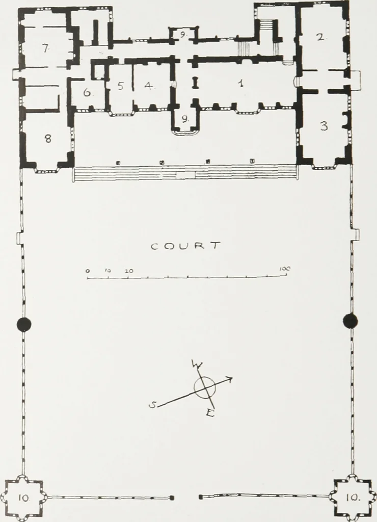 An illustration from Early renaissance architecture in England : a historical and descriptive account of the Tudor, Elizabethan, and Jacobean periods, 1500-1625 : for the use of students and others, 1914, leaf 105
