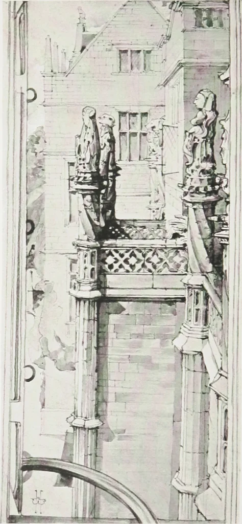 An illustration from Early renaissance architecture in England : a historical and descriptive account of the Tudor, Elizabethan, and Jacobean periods, 1500-1625 : for the use of students and others, 1914, leaf 107