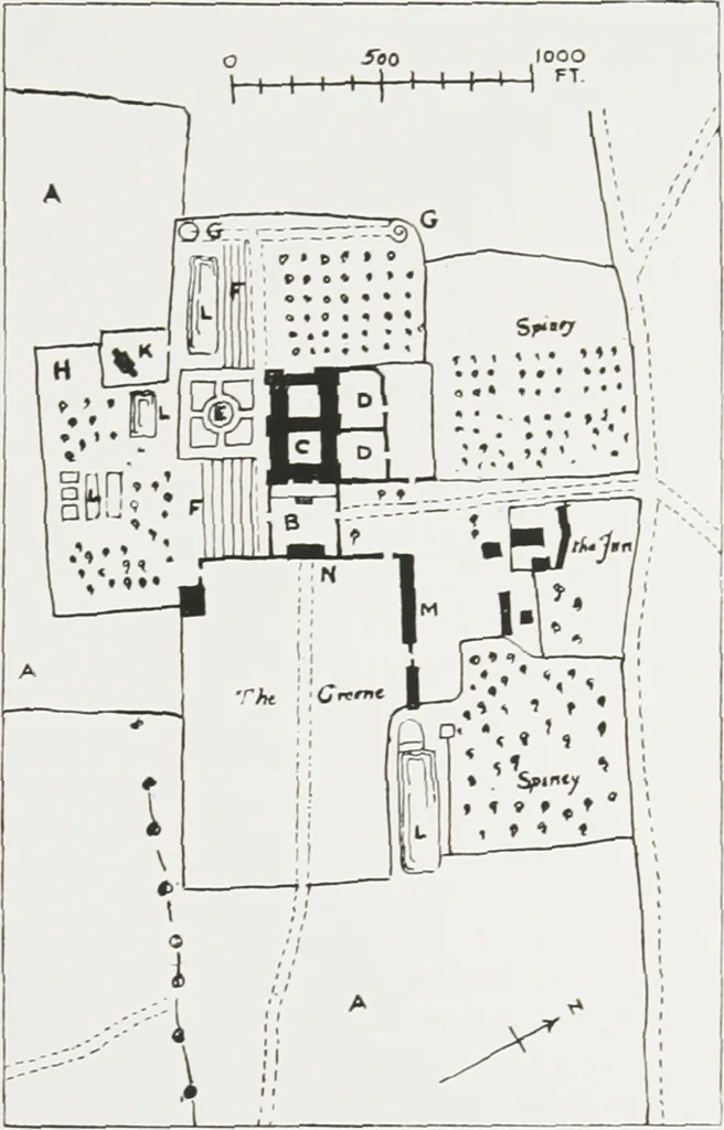 An illustration from Early renaissance architecture in England : a historical and descriptive account of the Tudor, Elizabethan, and Jacobean periods, 1500-1625 : for the use of students and others, 1914, leaf 118