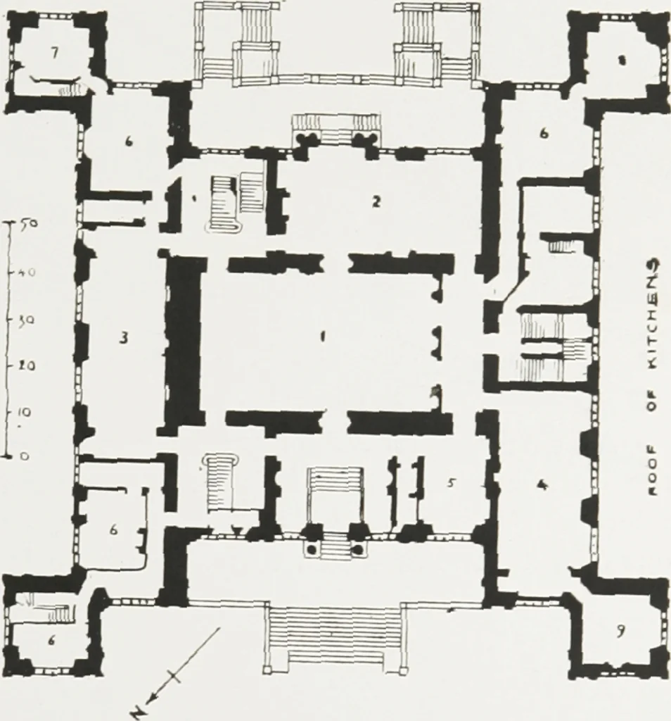An illustration from Early renaissance architecture in England : a historical and descriptive account of the Tudor, Elizabethan, and Jacobean periods, 1500-1625 : for the use of students and others, 1914, leaf 140