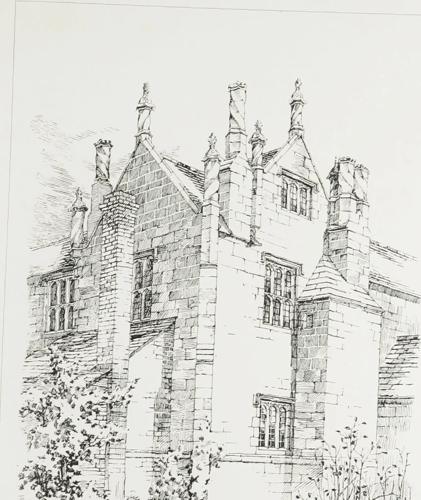 An illustration from Early renaissance architecture in England : a historical and descriptive account of the Tudor, Elizabethan, and Jacobean periods, 1500-1625 : for the use of students and others, 1914, leaf 154