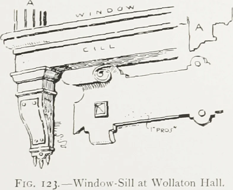 An illustration from Early renaissance architecture in England : a historical and descriptive account of the Tudor, Elizabethan, and Jacobean periods, 1500-1625 : for the use of students and others, 1914, leaf 160