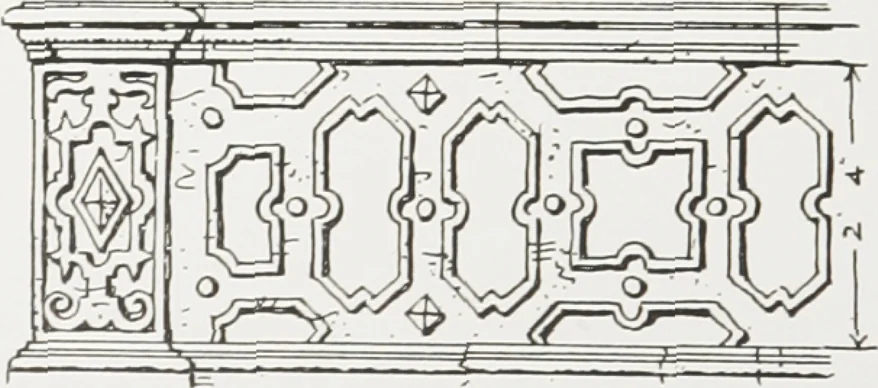 An illustration from Early renaissance architecture in England : a historical and descriptive account of the Tudor, Elizabethan, and Jacobean periods, 1500-1625 : for the use of students and others, 1914, leaf 169