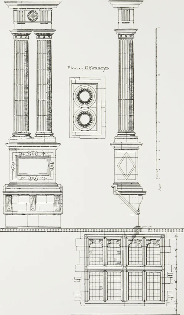An illustration from Early renaissance architecture in England : a historical and descriptive account of the Tudor, Elizabethan, and Jacobean periods, 1500-1625 : for the use of students and others, 1914, leaf 173