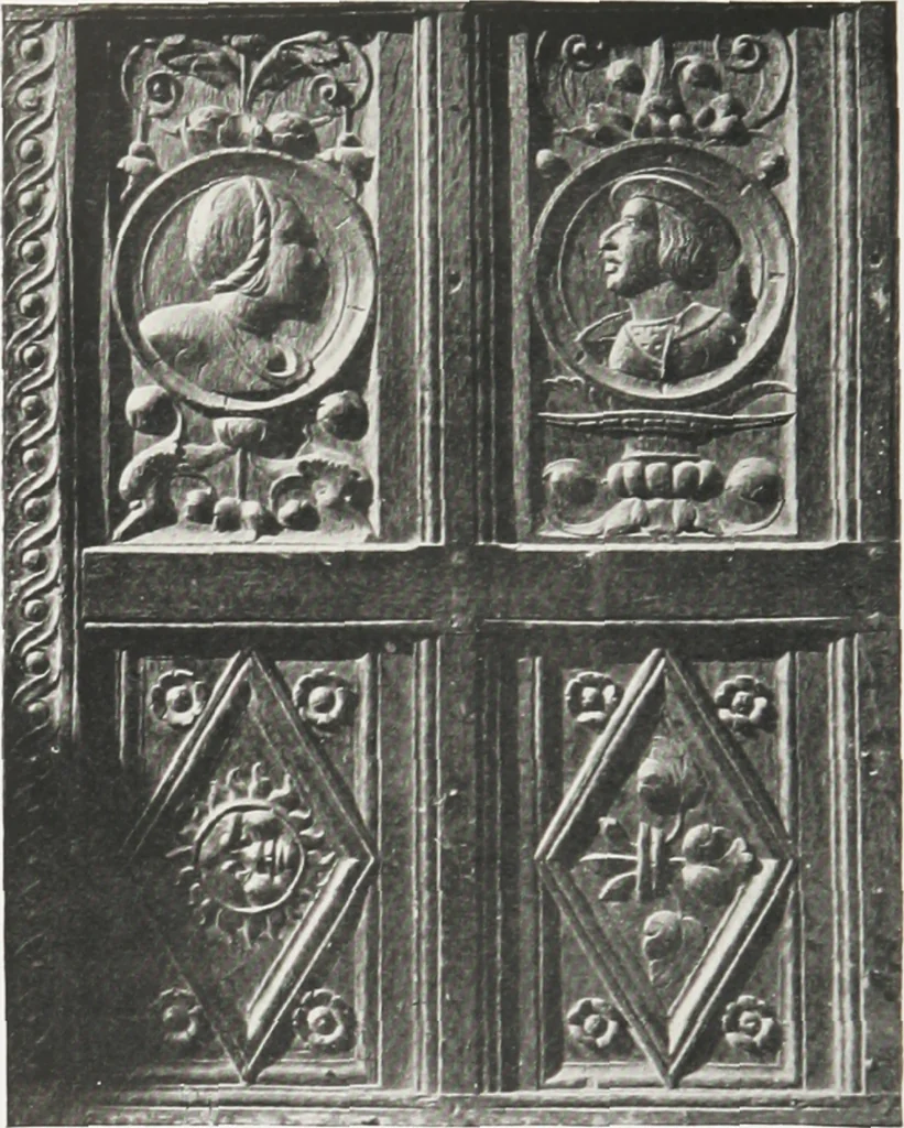 An illustration from Early renaissance architecture in England : a historical and descriptive account of the Tudor, Elizabethan, and Jacobean periods, 1500-1625 : for the use of students and others, 1914, leaf 199