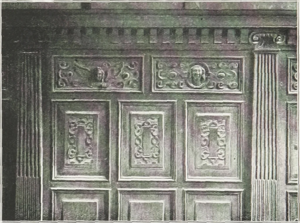 An illustration from Early renaissance architecture in England : a historical and descriptive account of the Tudor, Elizabethan, and Jacobean periods, 1500-1625 : for the use of students and others, 1914, leaf 209