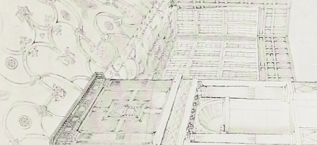 An illustration from Early renaissance architecture in England : a historical and descriptive account of the Tudor, Elizabethan, and Jacobean periods, 1500-1625 : for the use of students and others, 1914, leaf 218