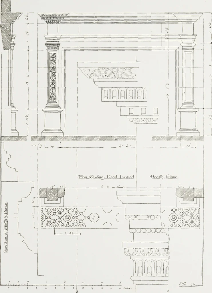 An illustration from Early renaissance architecture in England : a historical and descriptive account of the Tudor, Elizabethan, and Jacobean periods, 1500-1625 : for the use of students and others, 1914, leaf 234