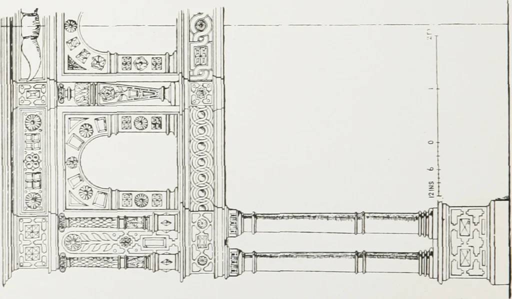 An illustration from Early renaissance architecture in England : a historical and descriptive account of the Tudor, Elizabethan, and Jacobean periods, 1500-1625 : for the use of students and others, 1914, leaf 239