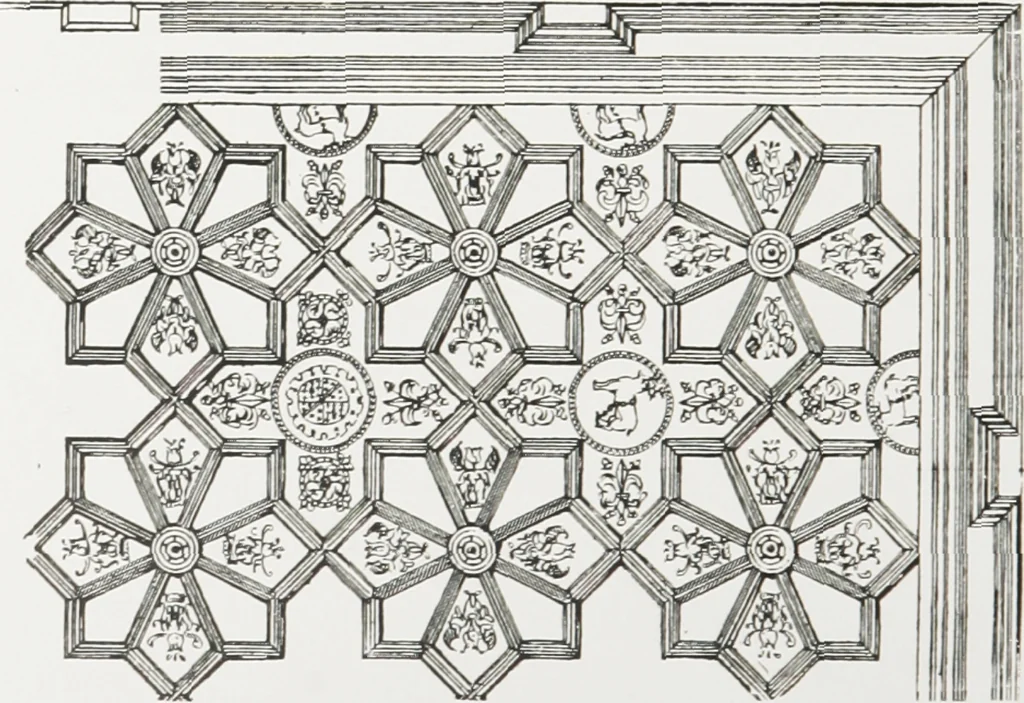 An illustration from Early renaissance architecture in England : a historical and descriptive account of the Tudor, Elizabethan, and Jacobean periods, 1500-1625 : for the use of students and others, 1914, leaf 253