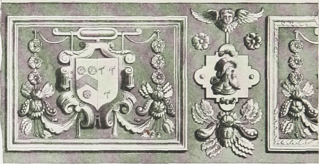 An illustration from Early renaissance architecture in England : a historical and descriptive account of the Tudor, Elizabethan, and Jacobean periods, 1500-1625 : for the use of students and others, 1914, leaf 261