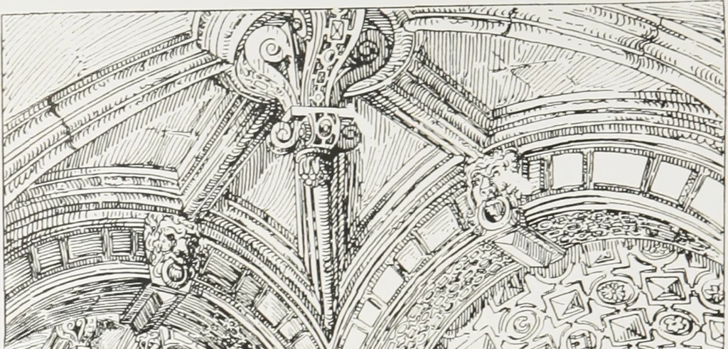An illustration from Early renaissance architecture in England : a historical and descriptive account of the Tudor, Elizabethan, and Jacobean periods, 1500-1625 : for the use of students and others, 1914, leaf 265