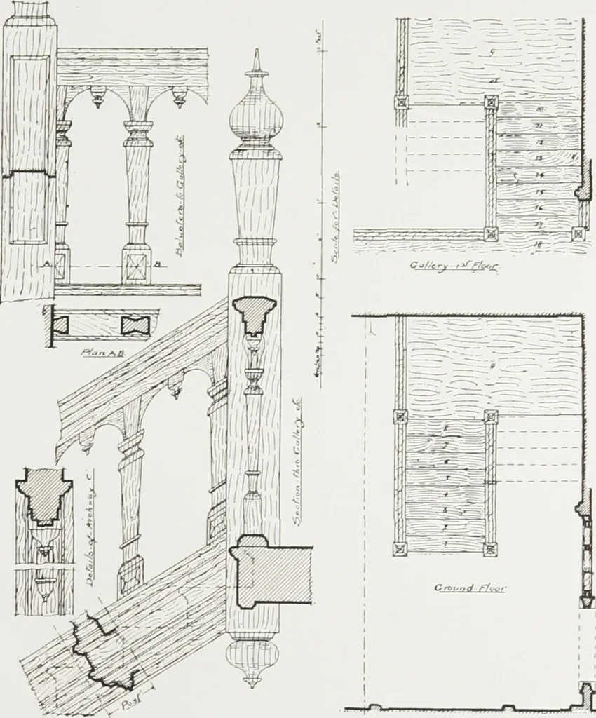 An illustration from Early renaissance architecture in England : a historical and descriptive account of the Tudor, Elizabethan, and Jacobean periods, 1500-1625 : for the use of students and others, 1914, leaf 270