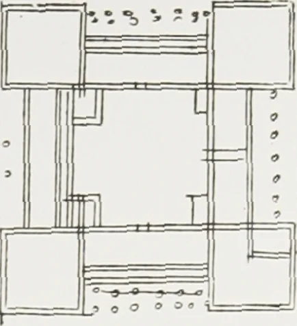 An illustration from Early renaissance architecture in England : a historical and descriptive account of the Tudor, Elizabethan, and Jacobean periods, 1500-1625 : for the use of students and others, 1914, leaf 318