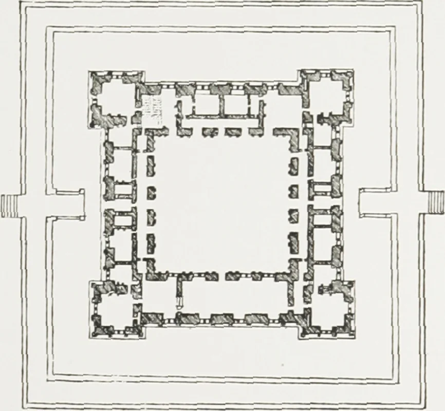 An illustration from Early renaissance architecture in England : a historical and descriptive account of the Tudor, Elizabethan, and Jacobean periods, 1500-1625 : for the use of students and others, 1914, leaf 318