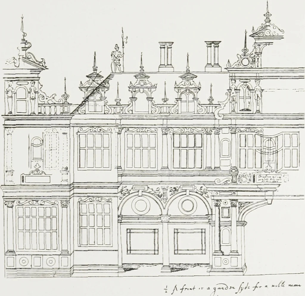 An illustration from Early renaissance architecture in England : a historical and descriptive account of the Tudor, Elizabethan, and Jacobean periods, 1500-1625 : for the use of students and others, 1914, leaf 320
