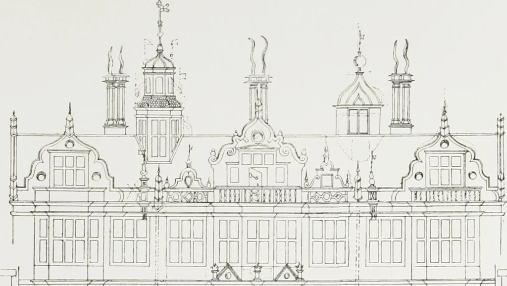 An illustration from Early renaissance architecture in England : a historical and descriptive account of the Tudor, Elizabethan, and Jacobean periods, 1500-1625 : for the use of students and others, 1914, leaf 326
