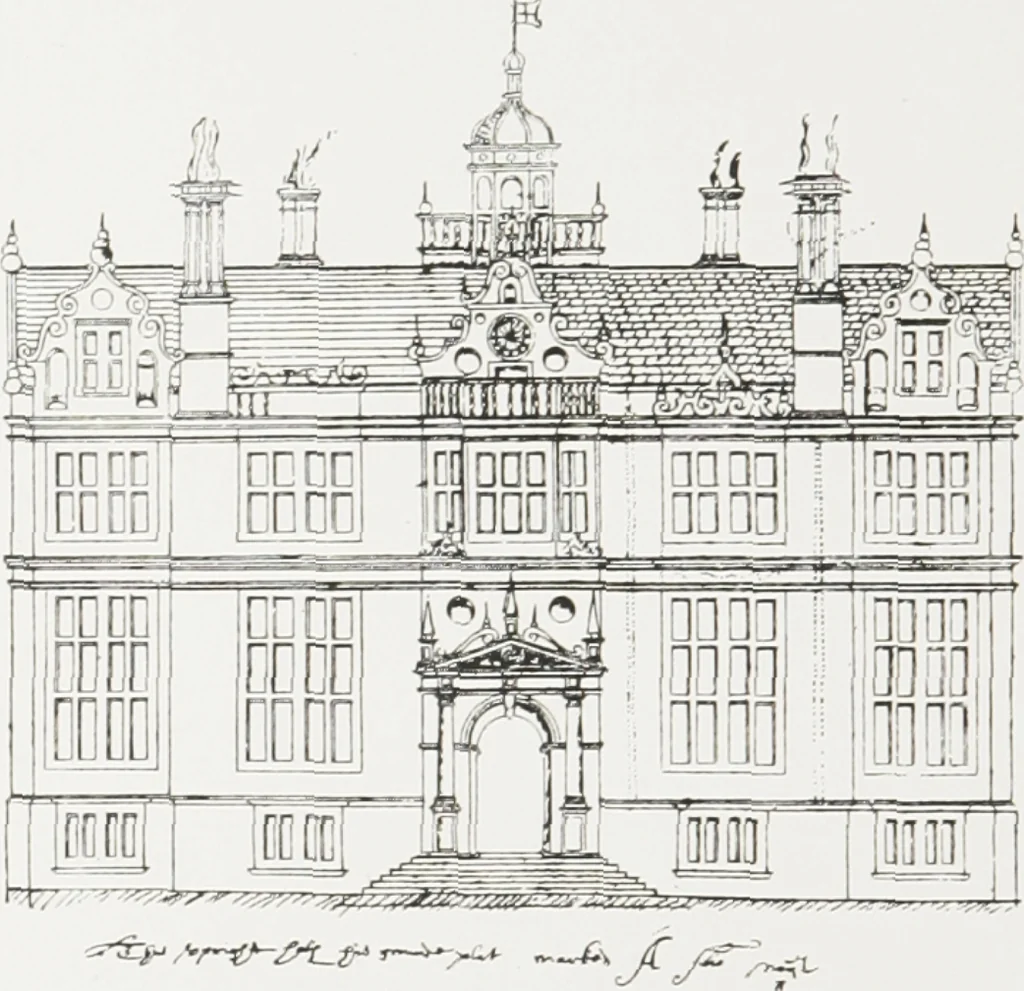 An illustration from Early renaissance architecture in England : a historical and descriptive account of the Tudor, Elizabethan, and Jacobean periods, 1500-1625 : for the use of students and others, 1914, leaf 333
