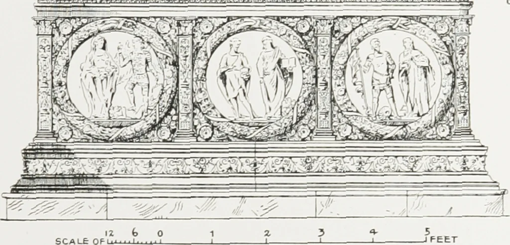 An illustration from Early renaissance architecture in England : a historical and descriptive account of the Tudor, Elizabethan, and Jacobean periods, 1500-1625 : for the use of students and others, 1914, leaf 38