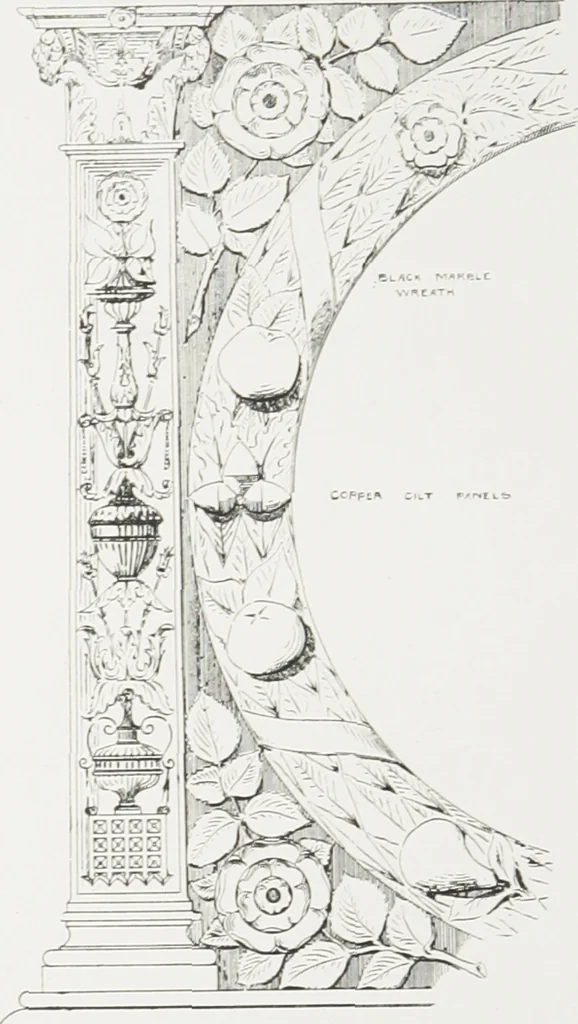 An illustration from Early renaissance architecture in England : a historical and descriptive account of the Tudor, Elizabethan, and Jacobean periods, 1500-1625 : for the use of students and others, 1914, leaf 39