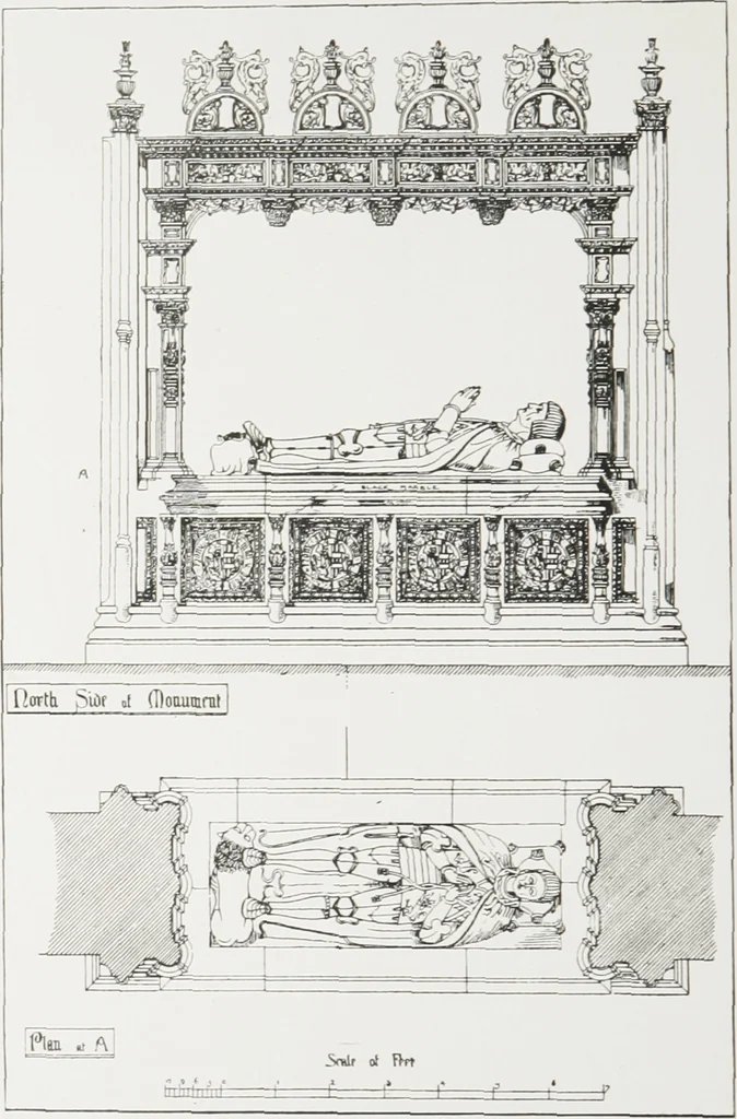 An illustration from Early renaissance architecture in England : a historical and descriptive account of the Tudor, Elizabethan, and Jacobean periods, 1500-1625 : for the use of students and others, 1914, leaf 43