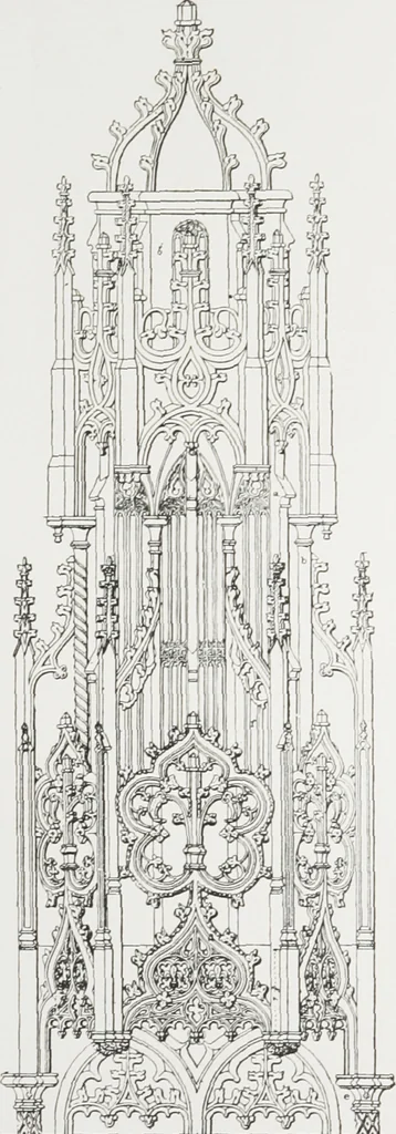 An illustration from Early renaissance architecture in England : a historical and descriptive account of the Tudor, Elizabethan, and Jacobean periods, 1500-1625 : for the use of students and others, 1914, leaf 52