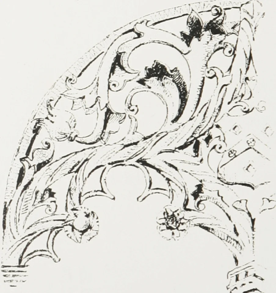 An illustration from Early renaissance architecture in England : a historical and descriptive account of the Tudor, Elizabethan, and Jacobean periods, 1500-1625 : for the use of students and others, 1914, leaf 53