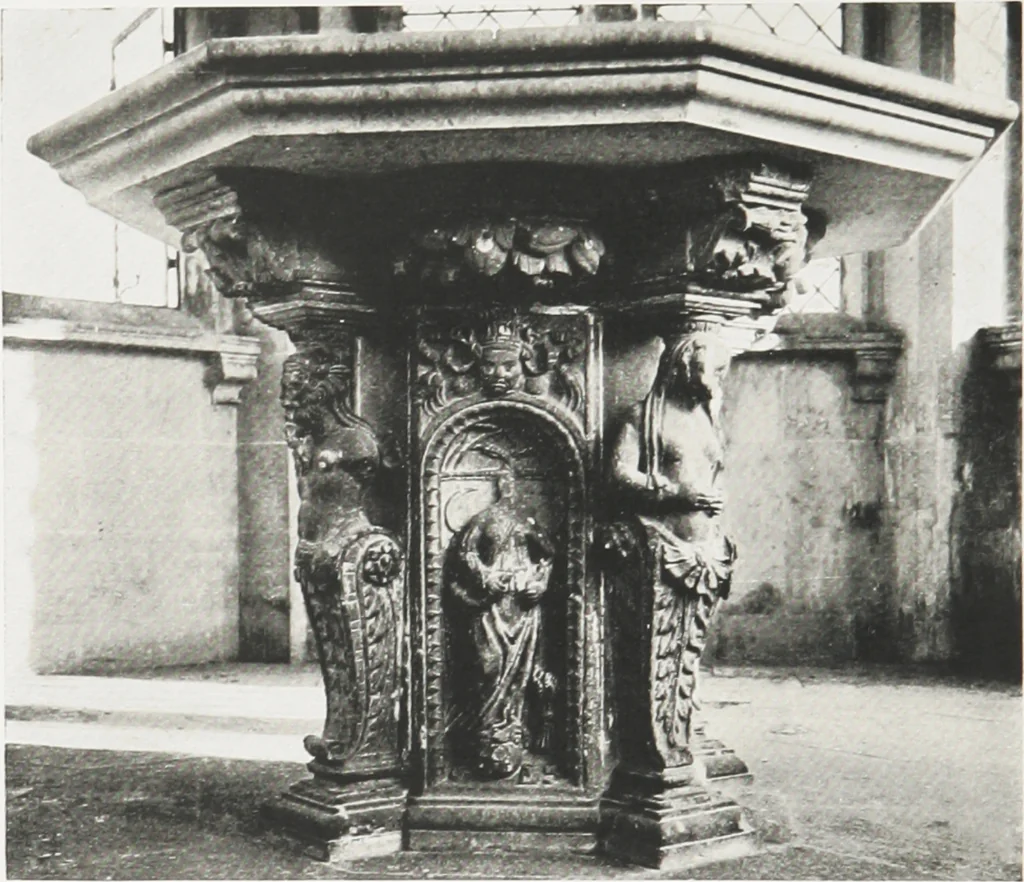 An illustration from Early renaissance architecture in England : a historical and descriptive account of the Tudor, Elizabethan, and Jacobean periods, 1500-1625 : for the use of students and others, 1914, leaf 65